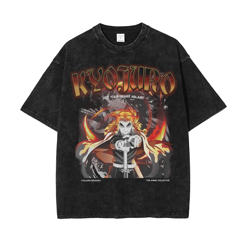 Kyojuro Rengoku Vintage Oversized T-Shirt | Demon Slayer