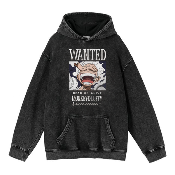 ONE-PIECE Luffy Gear 5th Wanted Poster Vintage Hoodie